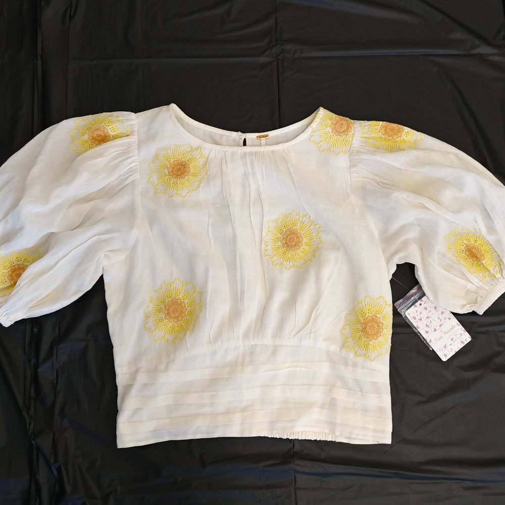 Free People Ivory Combo Short Sleeve